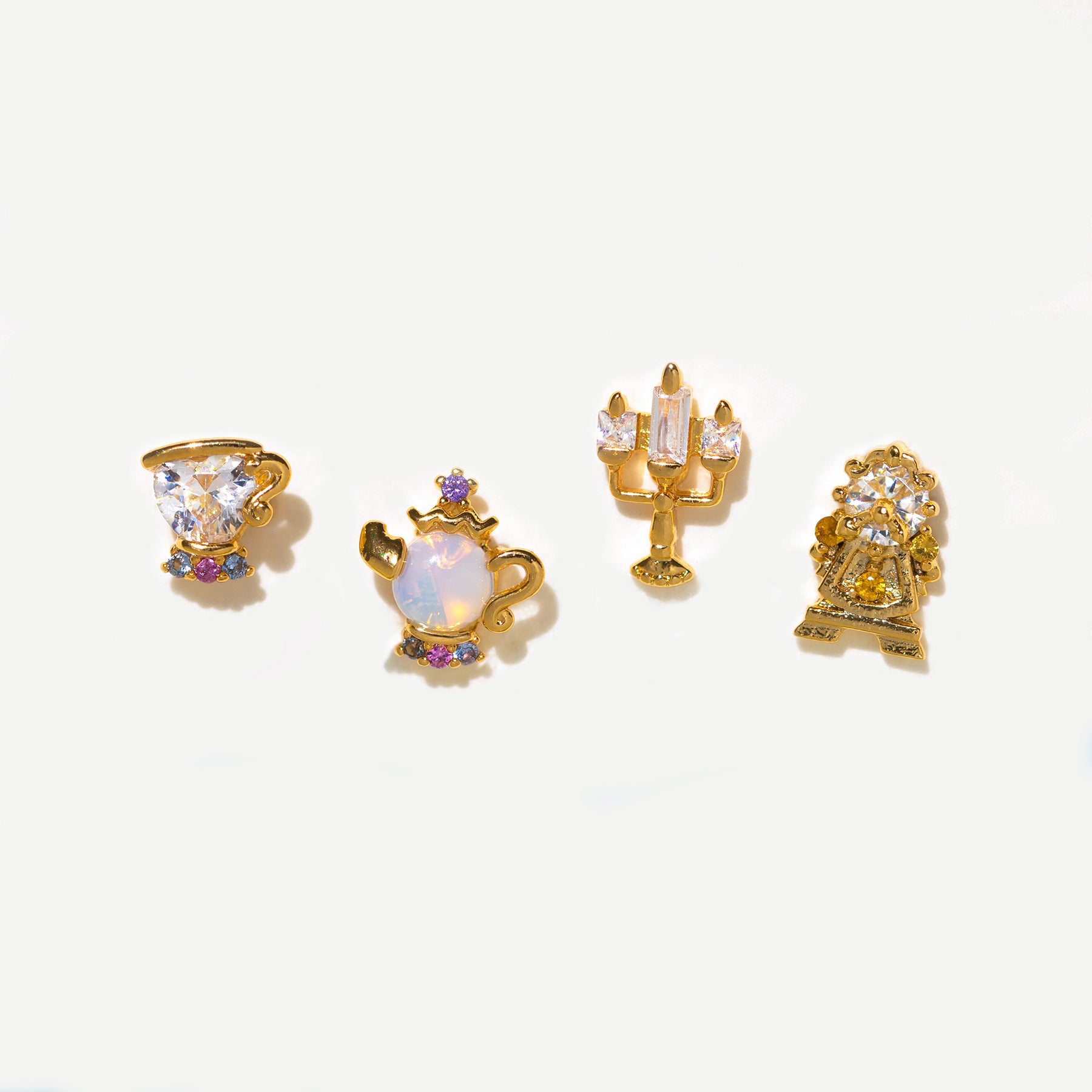 Wholesale Geometric Candle Micro Setting Zircon Earrings Set